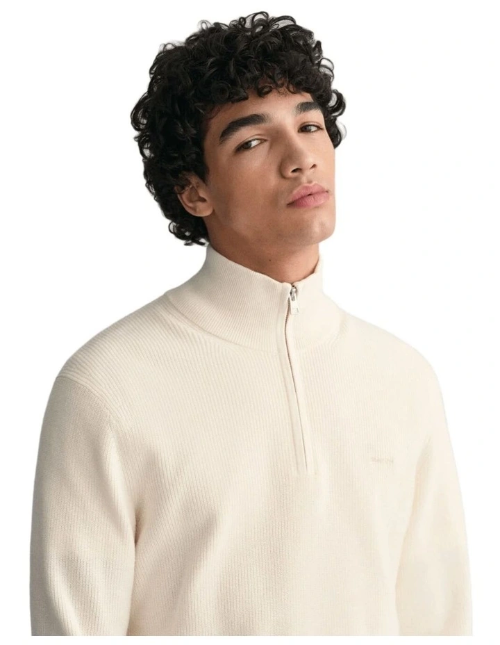 Gant Cotton Wool Half Zip Sweater in Cream MYER