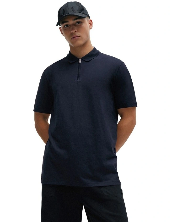 Dekok Zip Polo Shirt in Dark Blue image 1