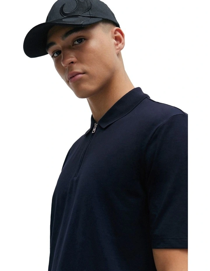 Dekok Zip Polo Shirt in Dark Blue image 3