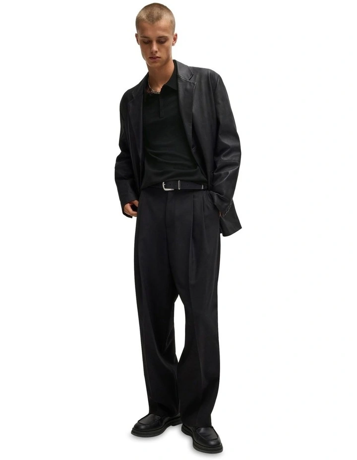 San Pippo Knit Long Sleeve Polo Shirt in Black image 4