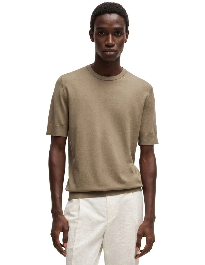 San Carl Knitted T-shirt in Medium Brown image 1