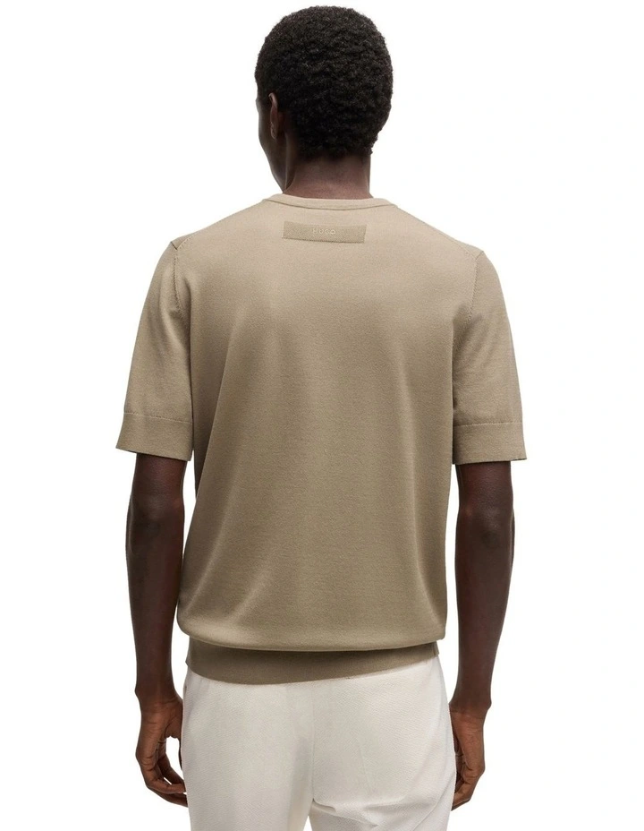 San Carl Knitted T-shirt in Medium Brown image 2