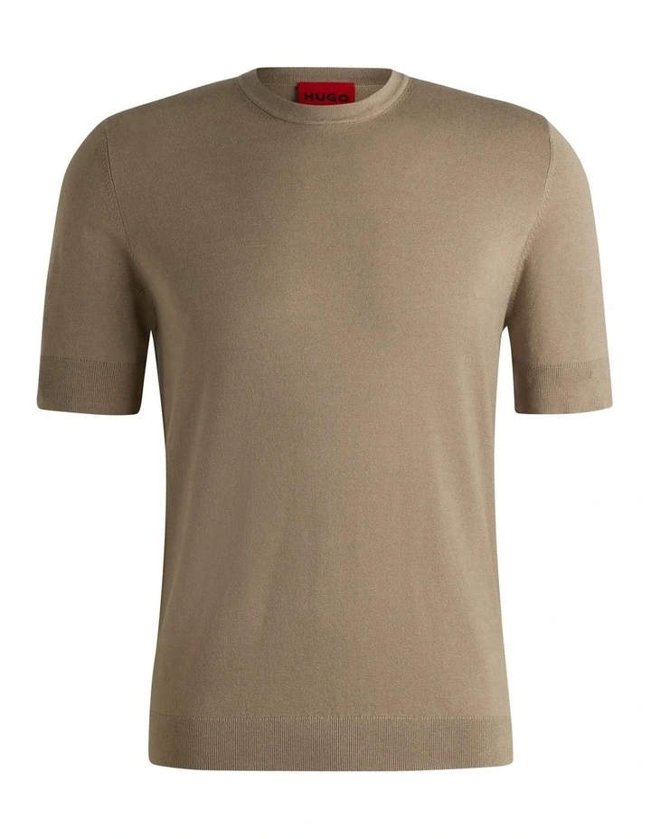 San Carl Knitted T-shirt in Medium Brown image 5