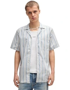Ellino Short Sleeve Shirt in Light/ Pastel Grey