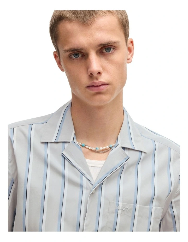 Ellino Short Sleeve Shirt in Light/ Pastel Grey image 3