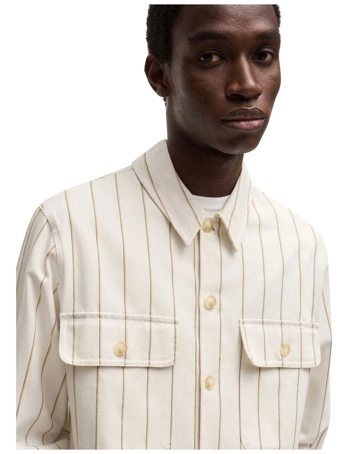 Ernius Long Sleeve Overshirt in Natural image 3