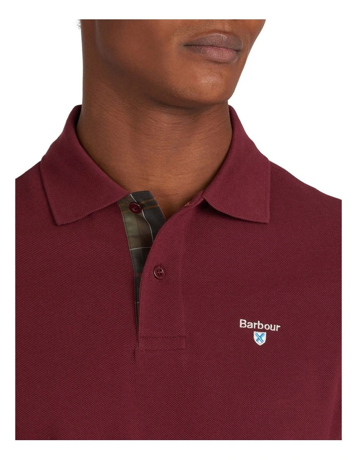Barbour tartan pique polo shirt ruby Clearance
