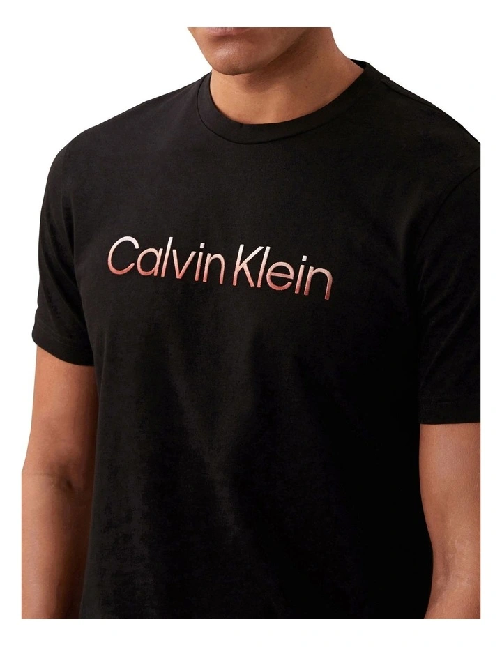 Raised Ombre Embroidery T-shirt in Black image 3