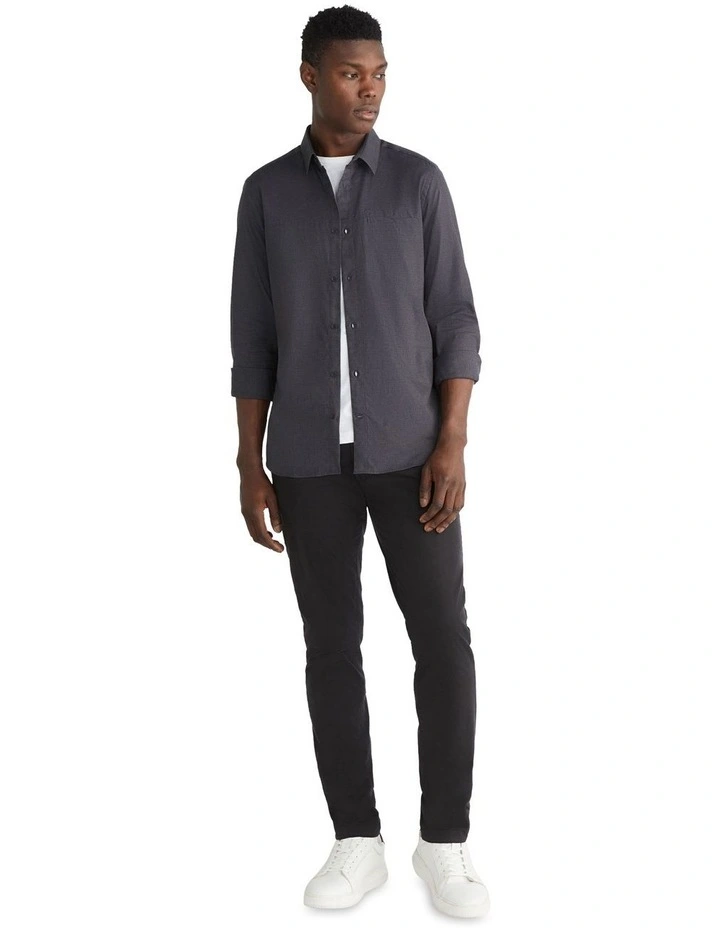 Flannel Solid Long Sleeve Shirt in Grey image 1