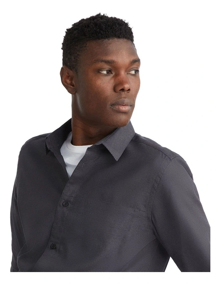 Flannel Solid Long Sleeve Shirt in Grey image 4