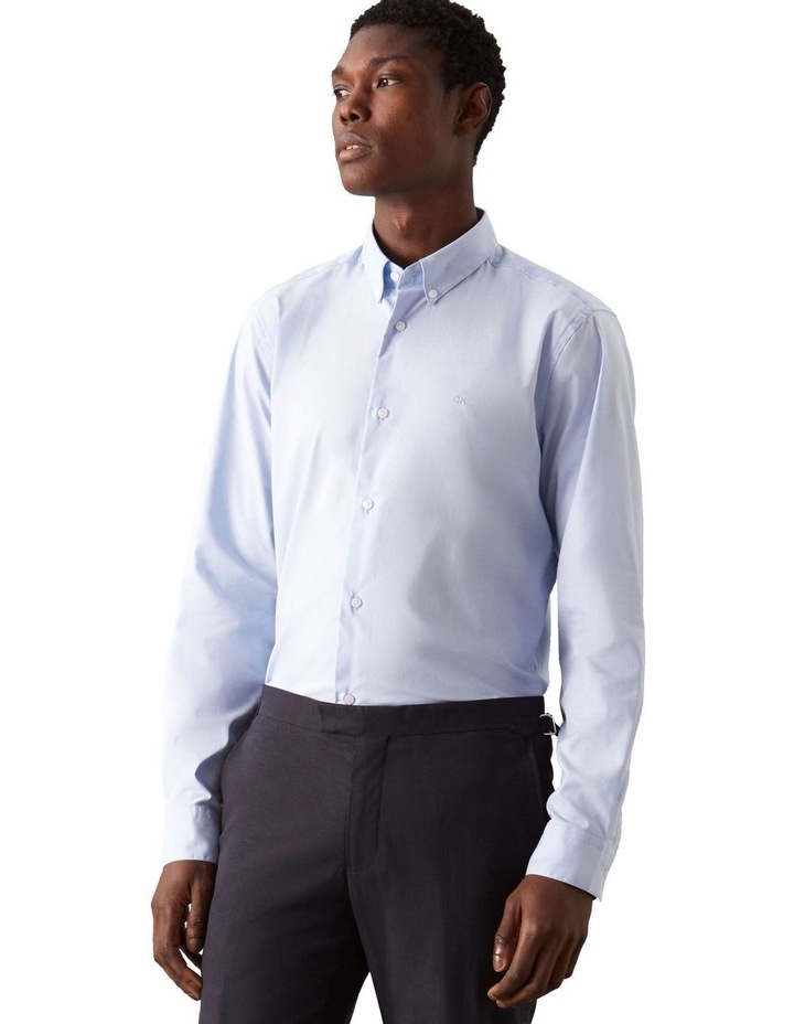 Oxford Stretch Regular Fit Long Sleeve Shirt in Vista Blue image 1