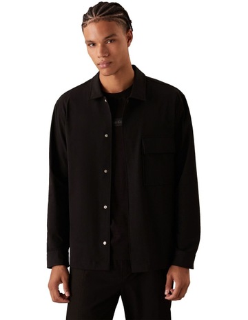 4 Way Stretch Nylon Overshirt in Ck Black