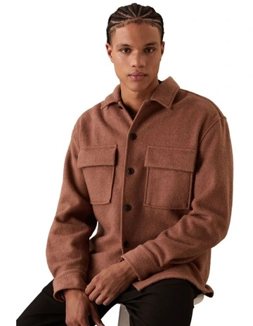Boucle Heavyweight Overshirt in Brownie