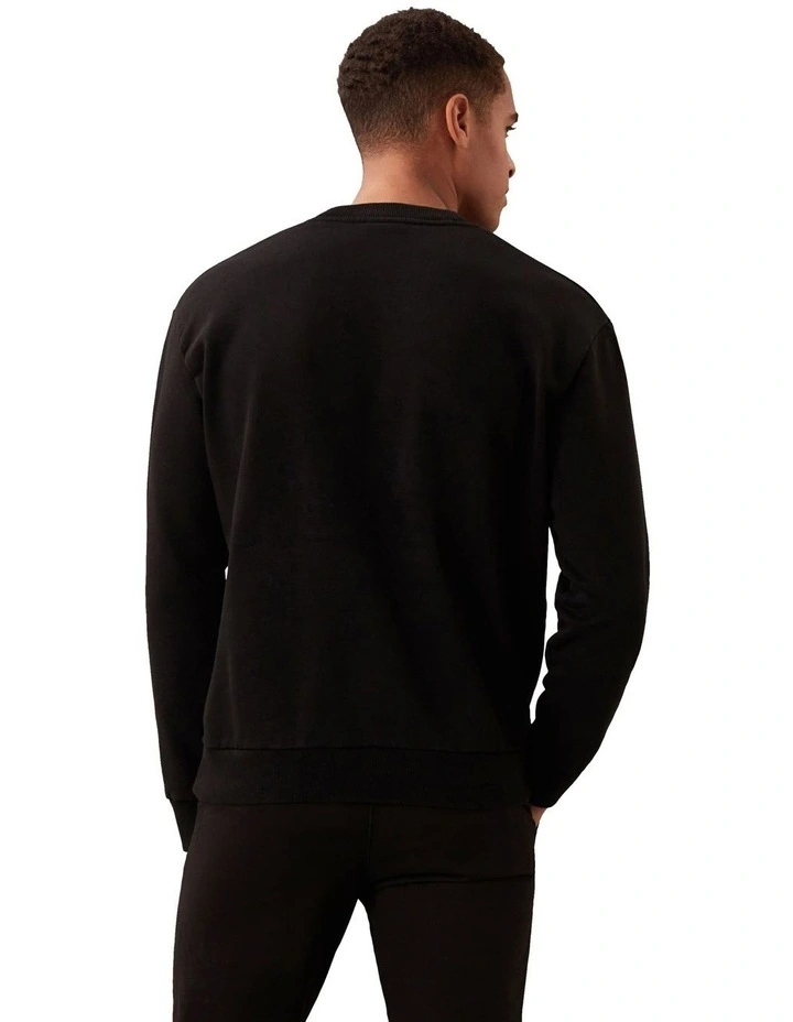 Raised Ombre Embroidery Crew Sweater in Black image 2