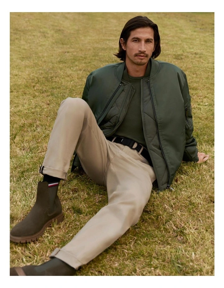 Recycled Sateen Iconic Bomber Jacket in Green image 2