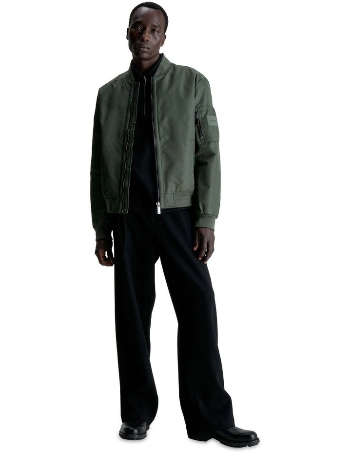 Recycled Sateen Iconic Bomber Jacket in Green image 3