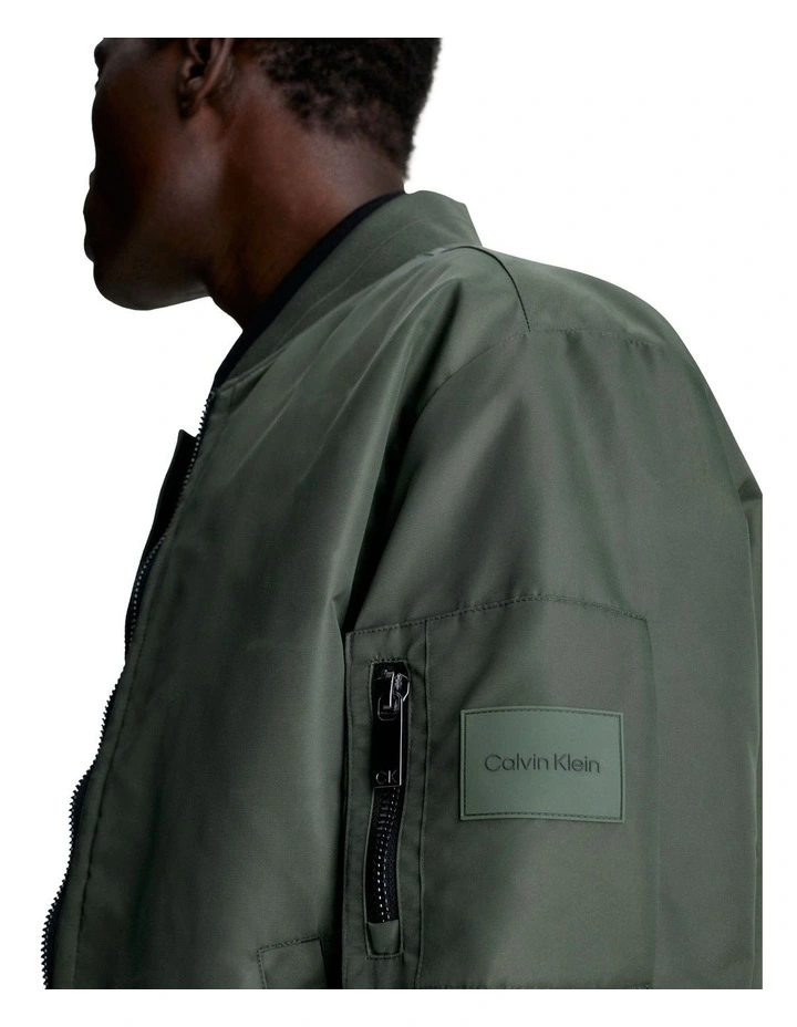 Recycled Sateen Iconic Bomber Jacket in Green image 5