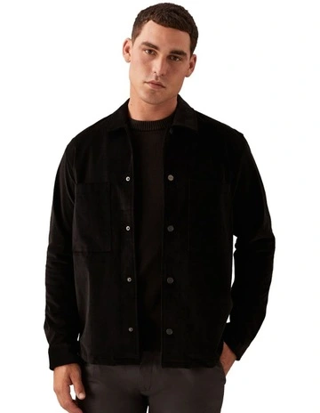 Micro Corduroy Overshirt in Black