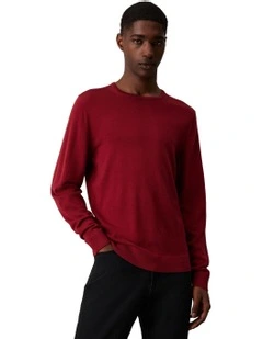Merino Crew Neck Knit Sweater in Syrah