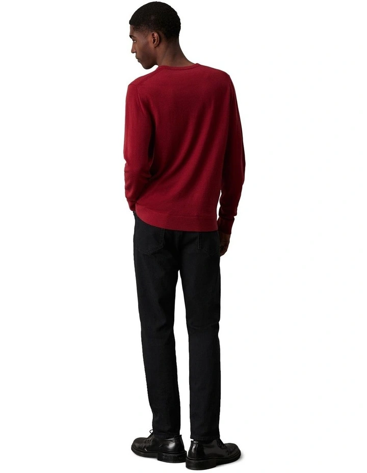 Merino Crew Neck Knit Sweater in Syrah image 2