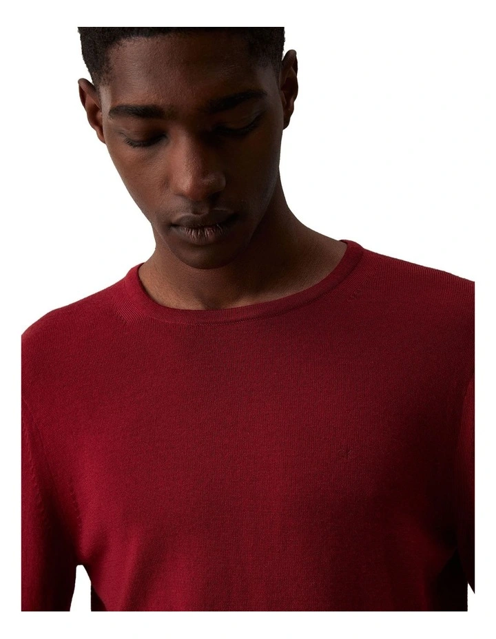 Merino Crew Neck Knit Sweater in Syrah image 3