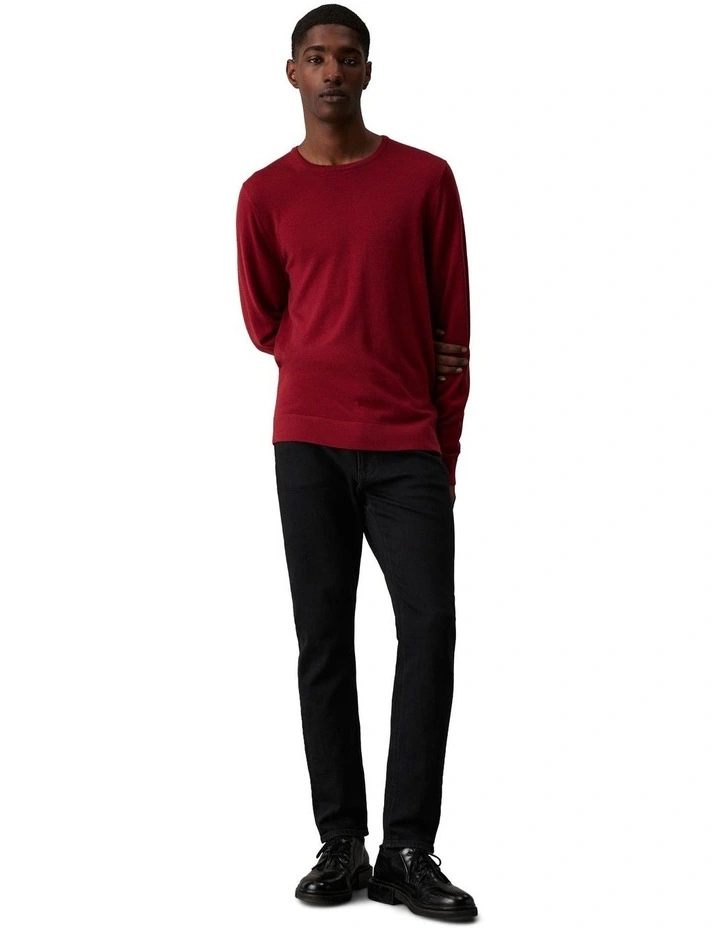 Merino Crew Neck Knit Sweater in Syrah image 4