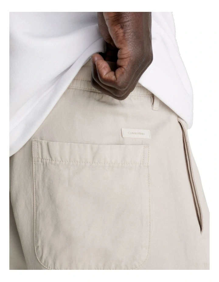 Cotton Linen Tencel Wide Leg Short in Beige image 3