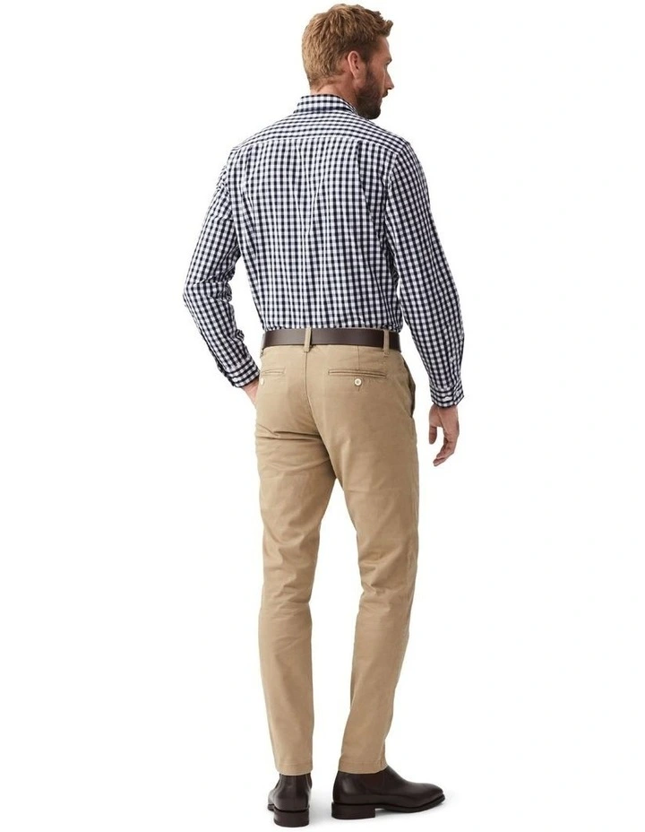 Collins Gingham Check Long Sleeve Shirt in Navy/White image 4