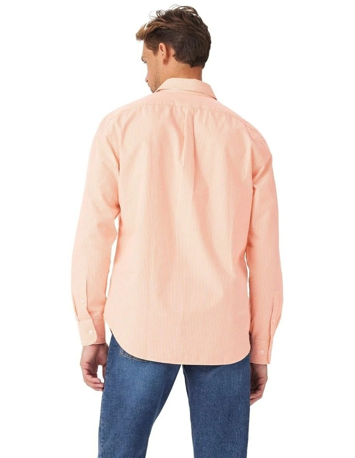 Regular Long Sleeve Shirt in Orange White image 2
