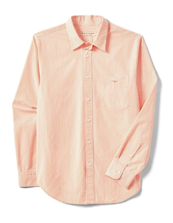 Regular Long Sleeve Shirt in Orange White image 4