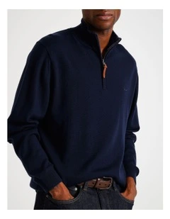 Ernest 1/4 Zip Merino Knit Navy