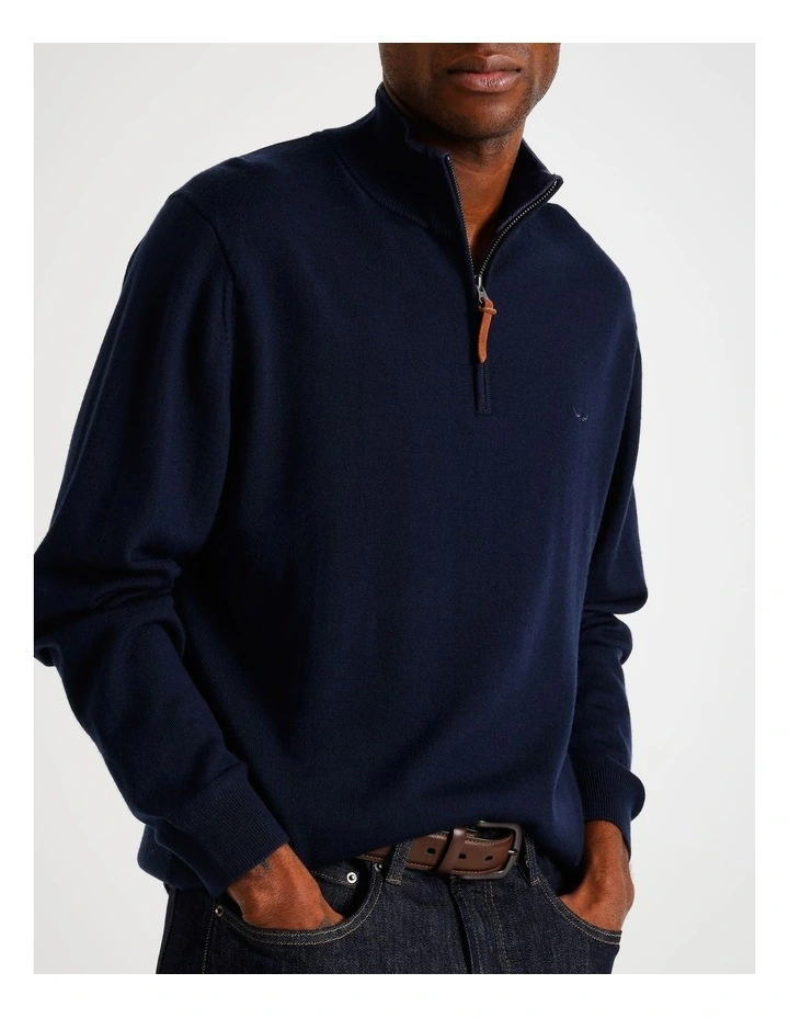 Ernest 1/4 Zip Merino Knit Navy image 1