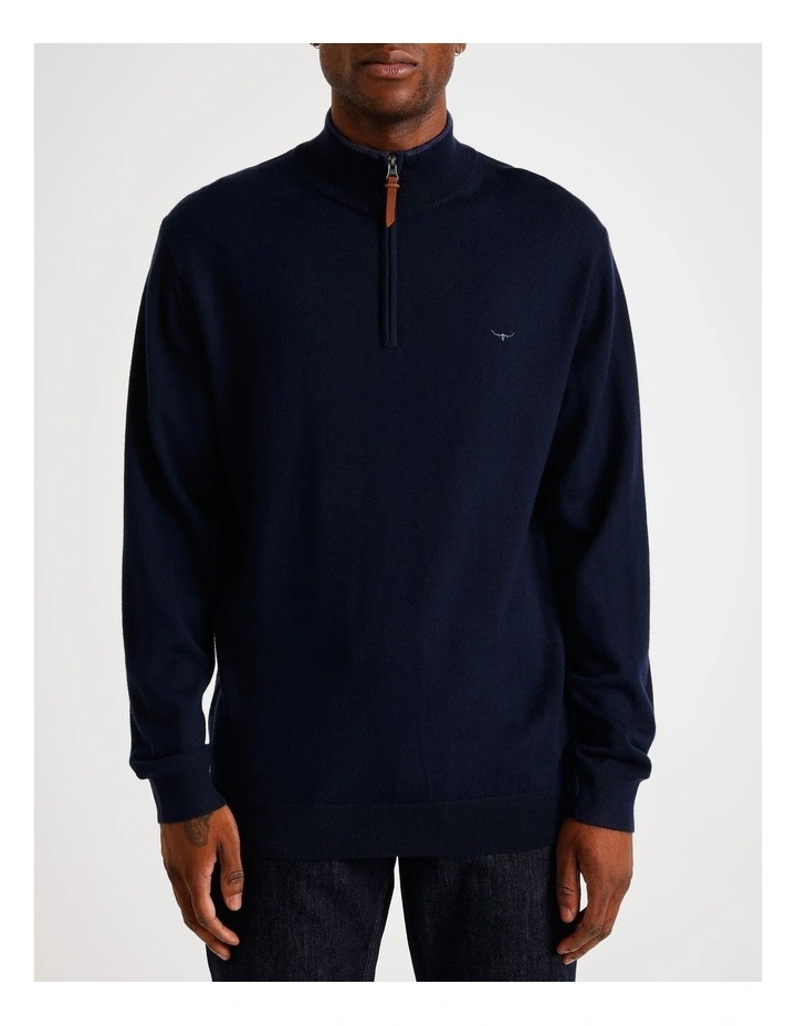Ernest 1/4 Zip Merino Knit Navy image 2
