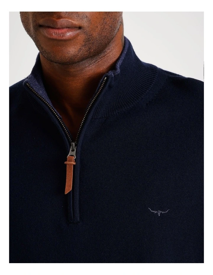Ernest 1/4 Zip Merino Knit Navy image 3