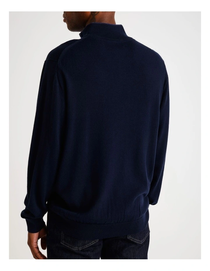 Ernest 1/4 Zip Merino Knit Navy image 4