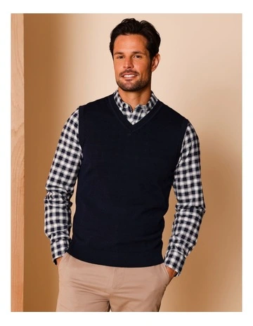 Australian Merino Vest Knit in Navy