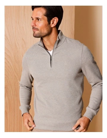 Bennett Quarter Zip Sweat in Taupe
