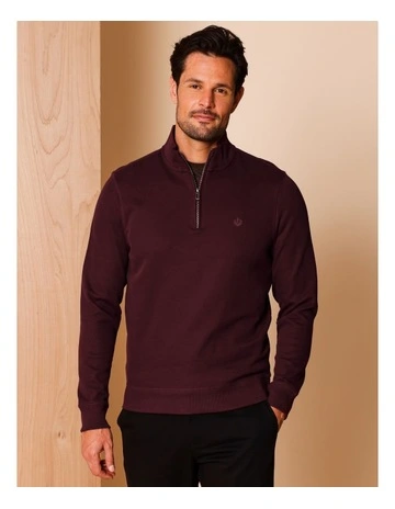 Bennett Quarter Zip Sweat in Wine