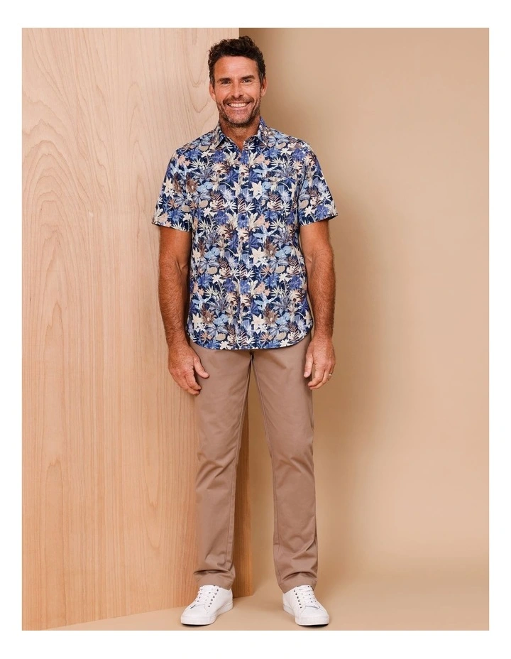 Dominic Short Sleeve Textured Print Shirt in Blue image 2
