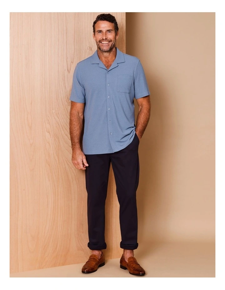 Andrew Short Sleeve Textured Knit Shirt in Cornflower image 2