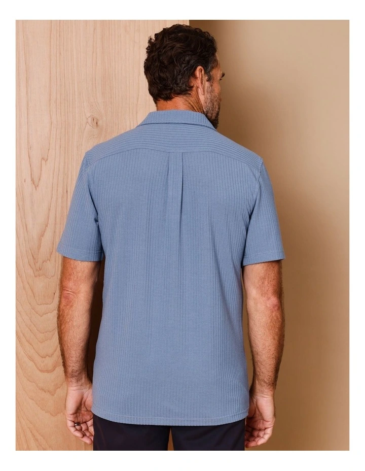 Andrew Short Sleeve Textured Knit Shirt in Cornflower image 5