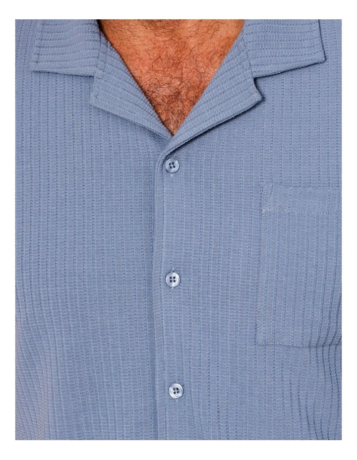 Andrew Short Sleeve Textured Knit Shirt in Cornflower image 6