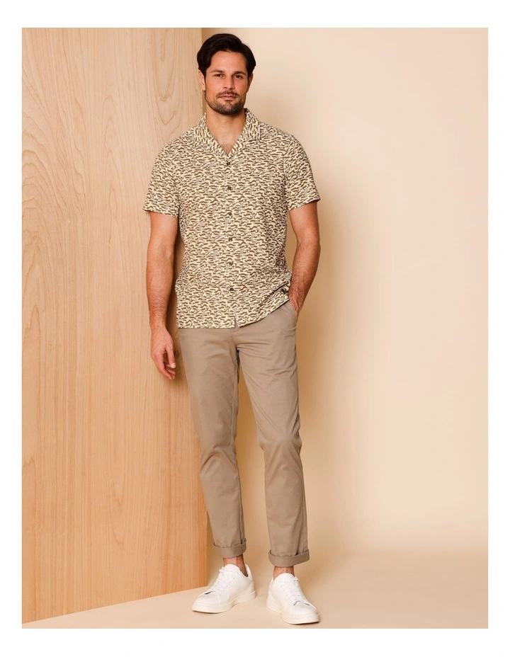 Ayden Short Sleeve Abstract Print Shirt in Tan image 4