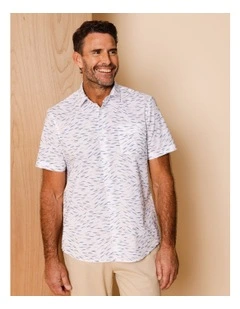 Marlon Short Sleeve Microprint Shirt in White