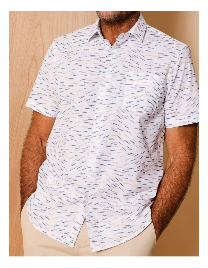 Marlon Short Sleeve Microprint Shirt in White image 2