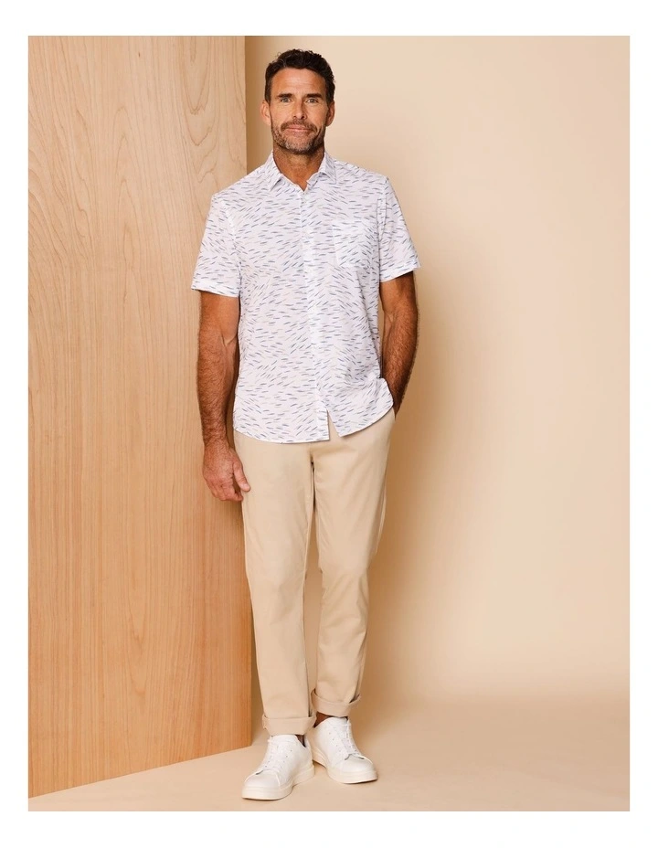 Marlon Short Sleeve Microprint Shirt in White image 3