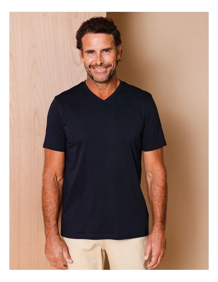 Reserve Brixton Plain V-Neck T-Shirt in Navy | MYER