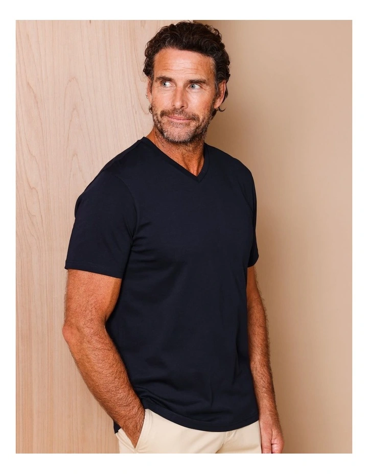 Reserve Brixton Plain V-Neck T-Shirt in Navy | MYER