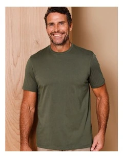 Brixton Plain Crew Neck T-Shirt in Khaki