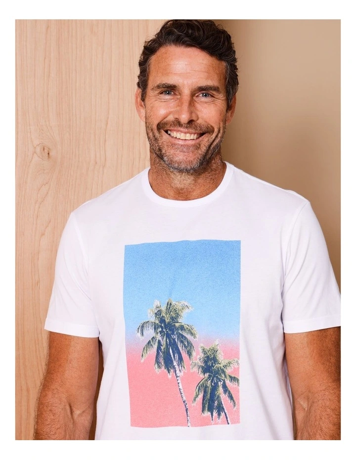 Keith Short Sleeve Print T-Shirt in White image 1